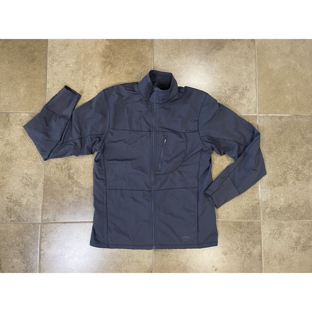 Dickies Mens Sz M Hooded Windbreaker Jacket Full Zip Lightweight Sports Gray